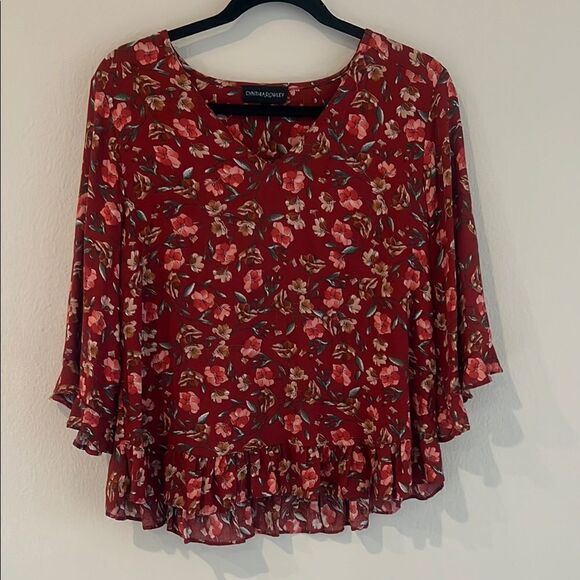Cynthia Rowley Women's Floral Red Top - Picture 1 of 6